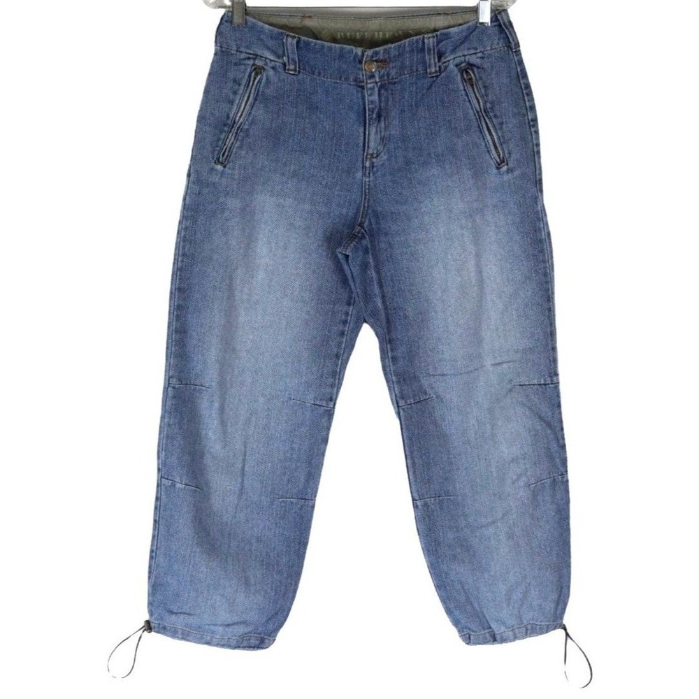 Ruff Hewn Cropped Jeans Women Size 8 Blue Drawstring‎ Toggle Hem Utility